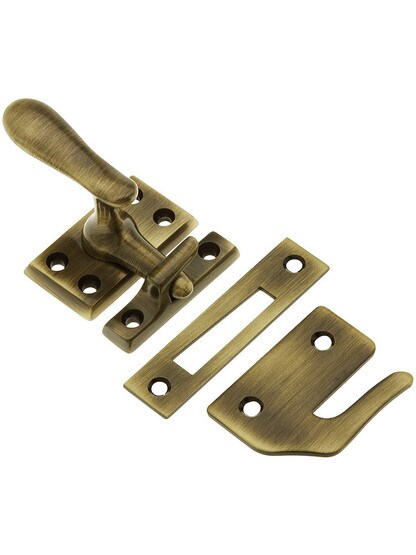 Large Solid Brass Casement Latch in Antique Brass.